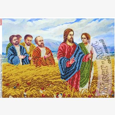 фото: схема для вышивки бисером, Иисус в ржаном поле