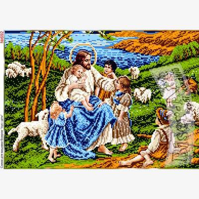 фото: схема для вышивки бисером, Иисус и дети
