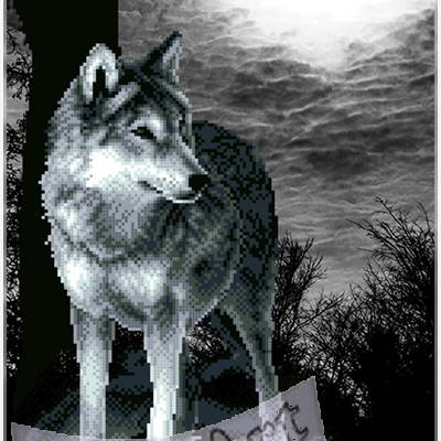 фото: схема для вышивки бисером или крестиком, Волк