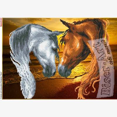 фото: схема для вышивки бисером или крестиком, Кони