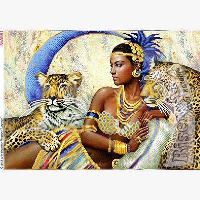 фото: схема для вышивки бисером или крестиком, Царица с тиграми фото: схема для вышивки бисером или крестиком, Царица с тиграми