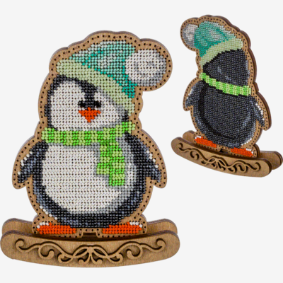 фото: набор для вышивки бисером по дереву, Качалка Пингвин