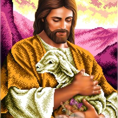 фото: схема для вышивки бисером, Иисус – добрый пастырь