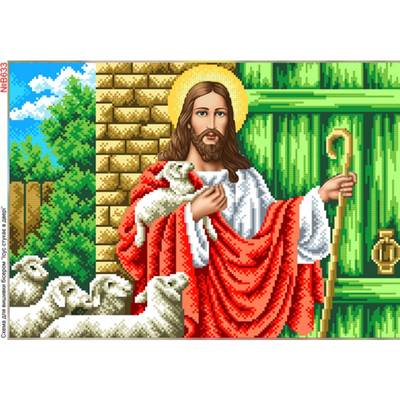 фото: схема для вышивки бисером или нитками, Иисус стучит в дверь