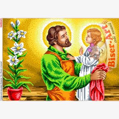 фото: схема для вышивки бисером или нитками, Святой Иосиф с Иисусом