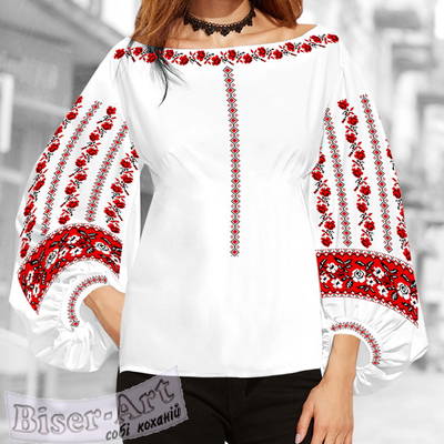 фото: белая блуза Бохо (заготовка) с вышивкой цветочный узор