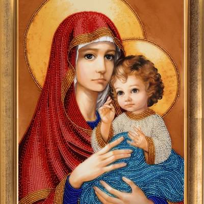фото: картина для вышивки бисером Мадонна с Иисусом