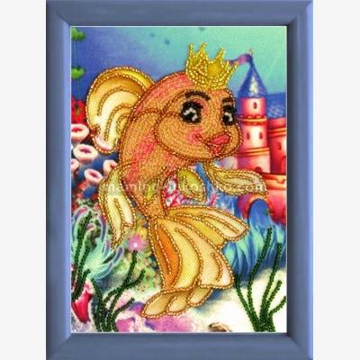 Золотая рыбка, ткань с рисунком для бисера,Чарiвна Мить 30x23 см