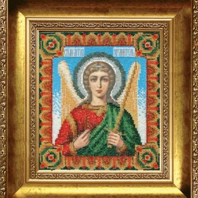 изображение: вышитая бисером икона Ангел Хранитель
