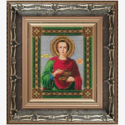 изображение: вышитая бисером икона Икона великомученика и целителя Пантелеймона