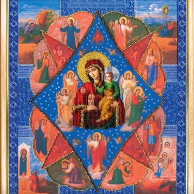 изображение: вышитая бисером икона Икона Неопалимая купина
