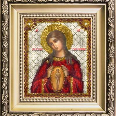 изображение: вышитая бисером, Икона Богородицы Помощница в родах