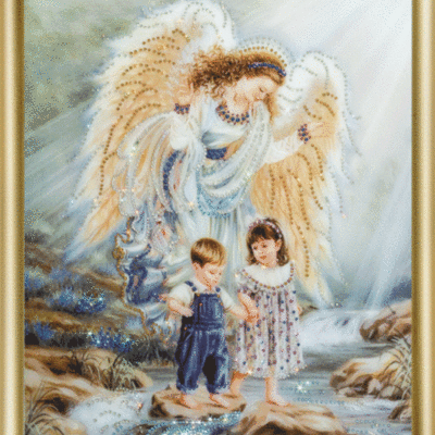 Набор со стразами Ангел и дети