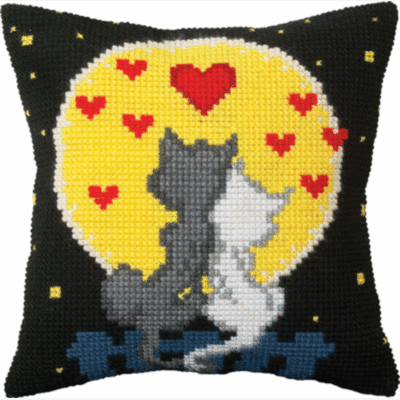 Набор для вышивки крестом: Подушка Влюбленные коты