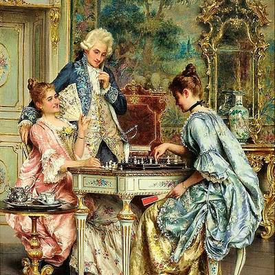 фото: картина в алмазной технике, Игра в шахматы Художник Arturo Ricci