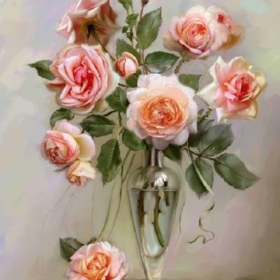 фото: картина для вышивки в алмазной технике, Букет розовых роз