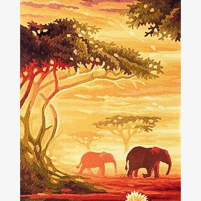 фото: картина для алмазной мозаики, триптих Африканские слоны