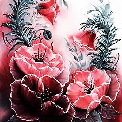 фото: картина для вышивки в алмазной технике, Розовые маки