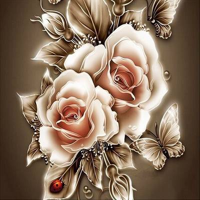 фото: картина для вышивки в алмазной технике, Карамельные розы