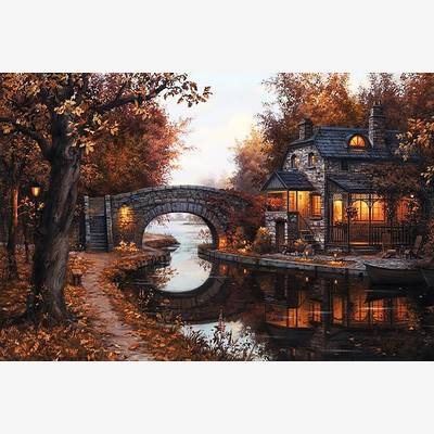 фото: картина для вышивки в алмазной технике, Дом мечты Спокойствие и уют осени