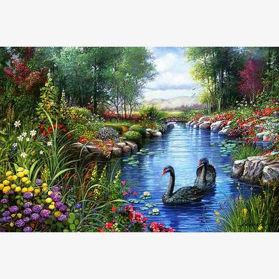 фото: картина в алмазной технике Пара черных лебедей фото: картина в алмазной технике Пара черных лебедей