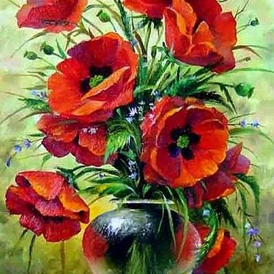 фото: картина в алмазной технике, Букет маков фото: картина в алмазной технике, Букет маков