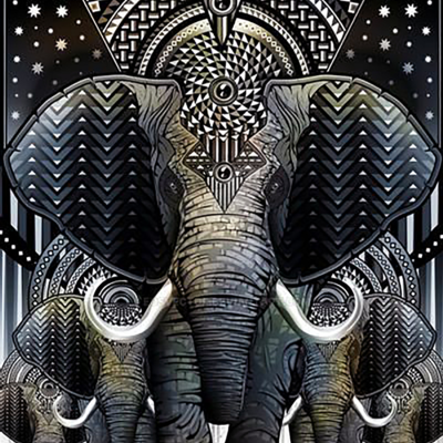 фото: картина в алмазной технике, Слоны – Символ мудрости, богатства и счастья -2