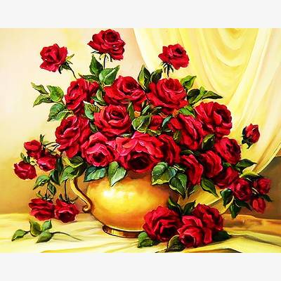 фото: картина для рисования по номерам Букет красных роз