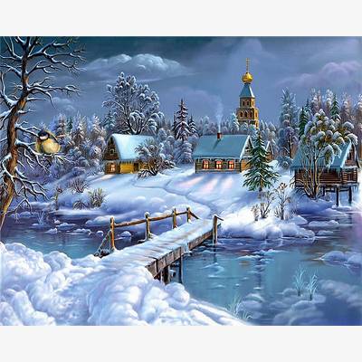 фото: картина для рисования по номерам Прекрасная зимняя сказка