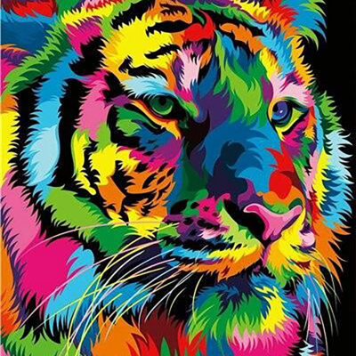 фото: картина для рисования по номерам Радужный тигр