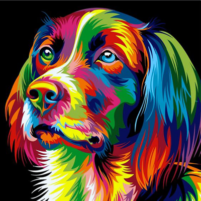 фото: картина для рисования по номерам Радужный собака