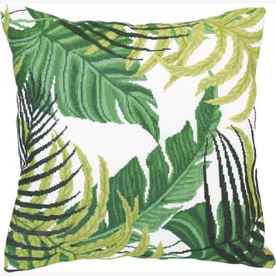 Набор для вышивки крестом подушки Тропические листья
