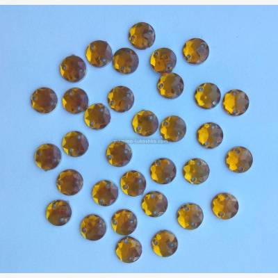 Камни пришивные, янтарные, золотые 7 мм (10 шт)