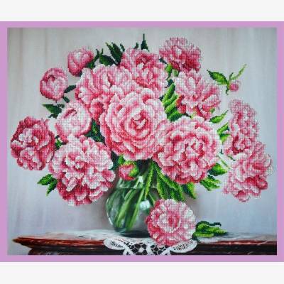 Набор для вышивки Букет розовых пионов