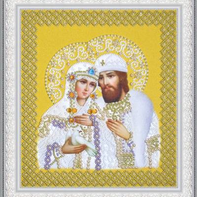 Набор для вышивки бисером Икона Святые Петр и Феврония (жемчуг) золото