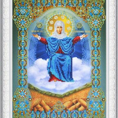 изображение: Икона Божией Матери Спорительница хлебов, вышитая бисером