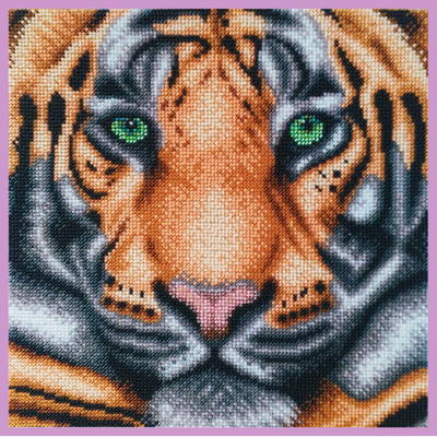 фото: картина, вышитая бисером, Тигр