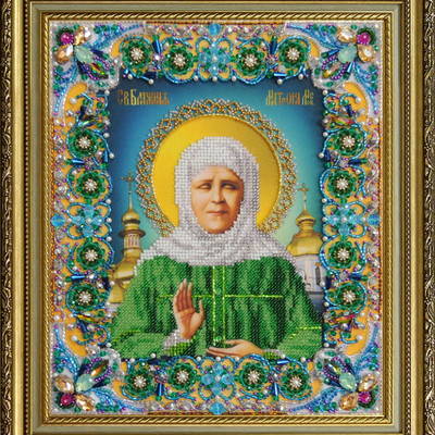 изображение: Икона Святая Матрона Московская, вышитая бисером