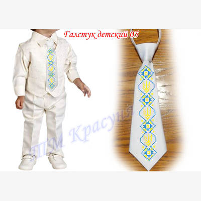 фото: детский галстук для вышивки бисером или нитками белый 5