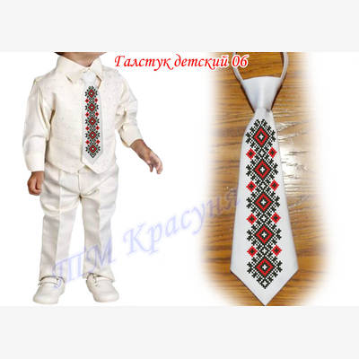 фото: детский галстук для вышивки бисером или нитками белый 6