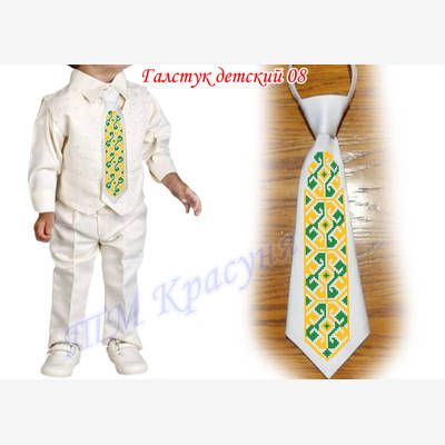 фото: детский галстук для вышивки бисером или нитками белый 8