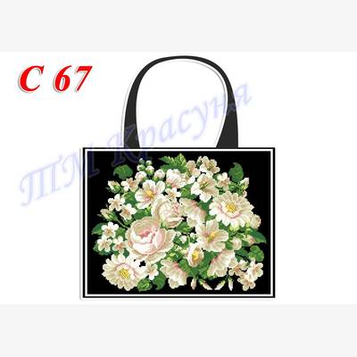 фото: пошитая сумка для вышивки бисером или нитками, белая с розами