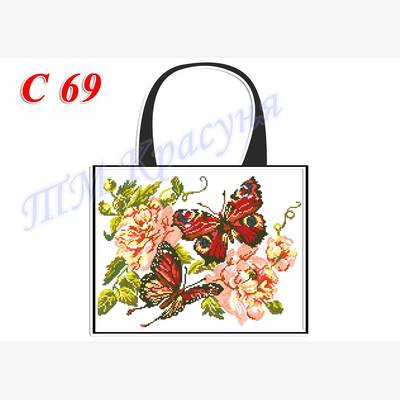 фото: пошитая сумка для вышивки бисером или нитками, белая с бабочками