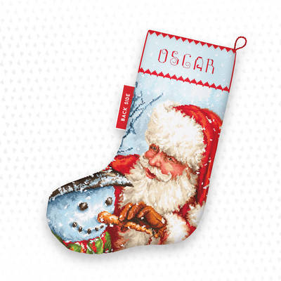 фото: новогодний сапожок для вышивки крестиком Санта Клаус
