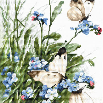 Бабочка и цветы | Крестик