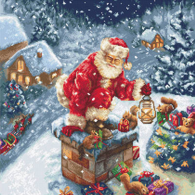 фото: картина, вышитая крестиком, Дед Мороз