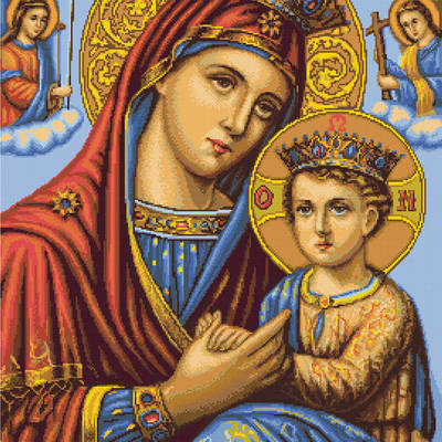 изображение: икона Божией Матери, вышитая гобеленовым швом