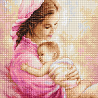 фото: картина, вышитая гобеленовым швом, Мать и дитя