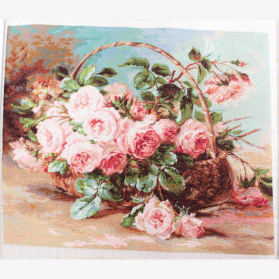 фото: картина гобелен, Корзина с розами