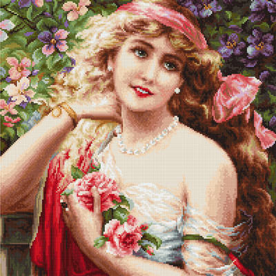 фото: картина гобелен, Девушка с розами